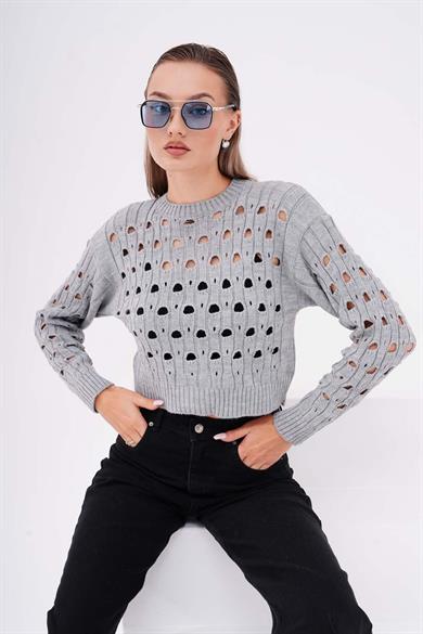 Kadın File Triko Örme Kazak 255013 -