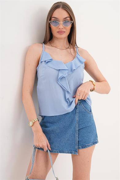 Kadın Fırfır Detaylı İp Askılı Modal Bluz 260177 -