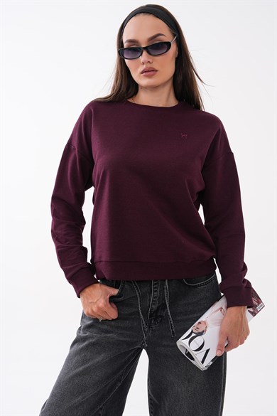 Kadın Fiyonk Nakışlı İki İplik Sweatshirt 255326 - 265044