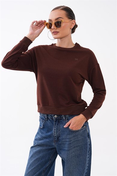 Kadın Fiyonk Nakışlı İki İplik Sweatshirt 255326 - 265044