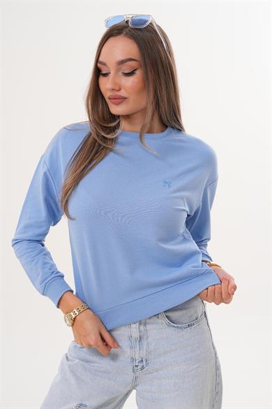 Kadın Fiyonk Nakışlı İki İplik Sweatshirt 255326 -