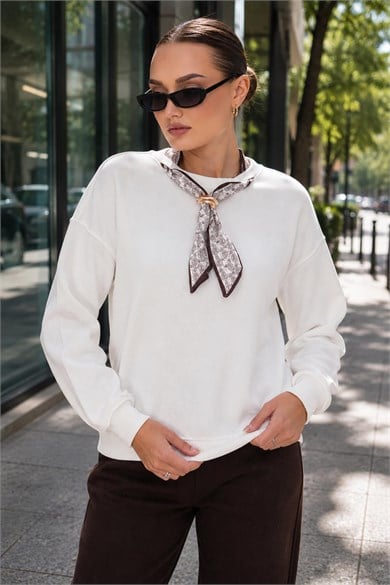 Kadın Fular Detaylı Oversize Sweatshirt 265128 -