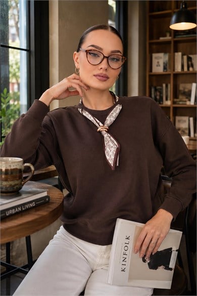 Kadın Fular Detaylı Oversize Sweatshirt 265128 -