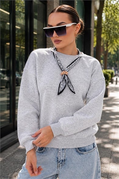 Kadın Fular Detaylı Oversize Sweatshirt 265128 -