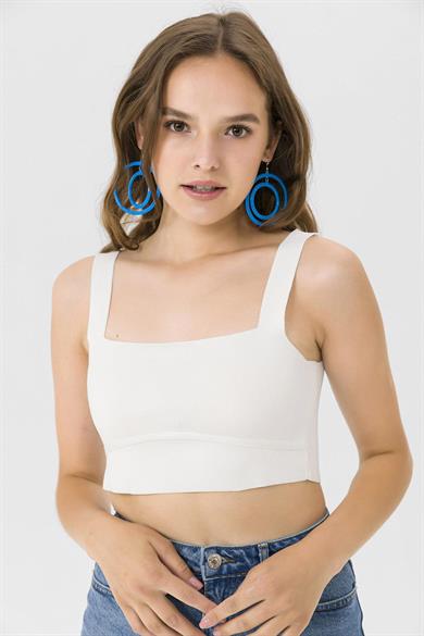 Kadın İnce Örme Triko Crop Bluz
