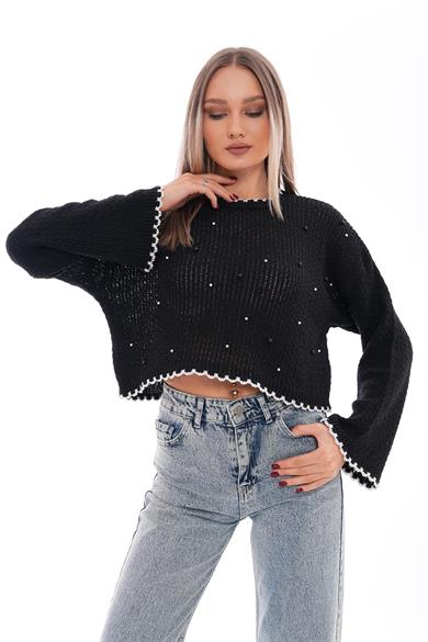 Kadın İnci İşlemeli Triko Örme Kazak 260437 -