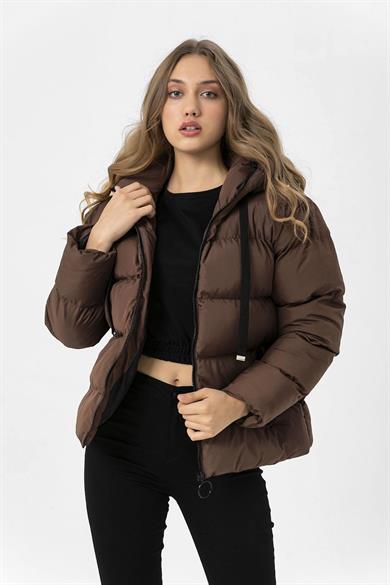 Kadın Jel Dolgu Kapüşon Detaylı Şişme Mont 255305 -