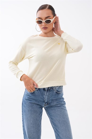 Kadın Kalp Nakışlı İki İplik Sweatshirt 255327 - 265045
