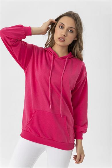 Kadın Kanguru Cepli Kapüşonlu Oversize Sweatshirt 235160 -