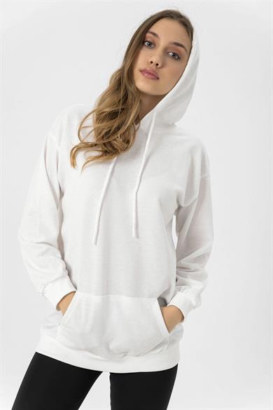 Kadın Kanguru Cepli Kapüşonlu Oversize Sweatshirt 235160 -