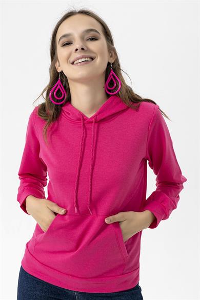Kadın Kanguru Cepli Kapüşonlu Sweatshirt