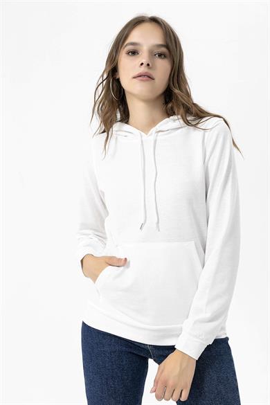 Kadın Kanguru Cepli Kapüşonlu Sweatshirt