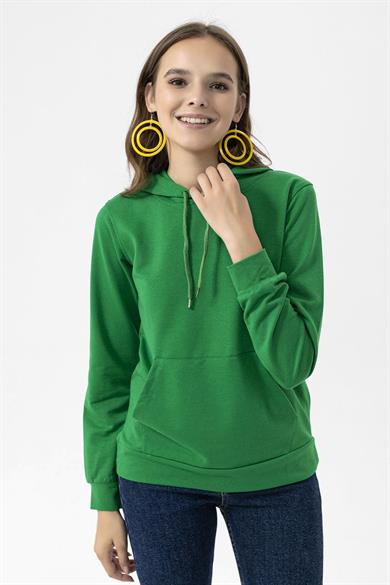 Kadın Kanguru Cepli Kapüşonlu Sweatshirt