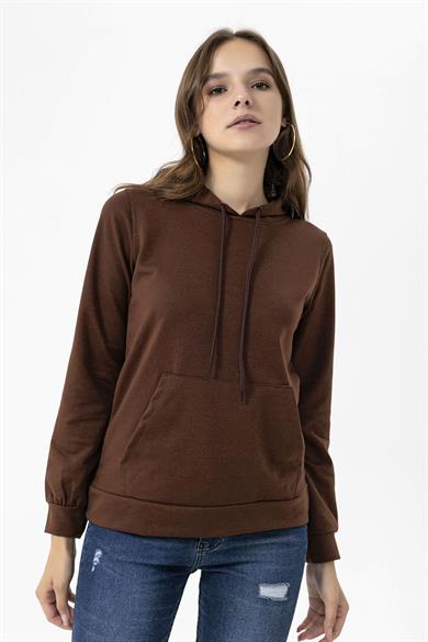 Kadın Kanguru Cepli Kapüşonlu Sweatshirt