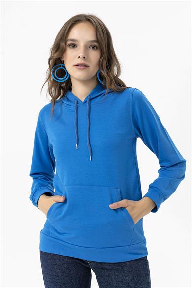 Kadın Kanguru Cepli Kapüşonlu Sweatshirt