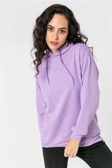 Kadın Kapüşonlu İki İplik Sweatshirt