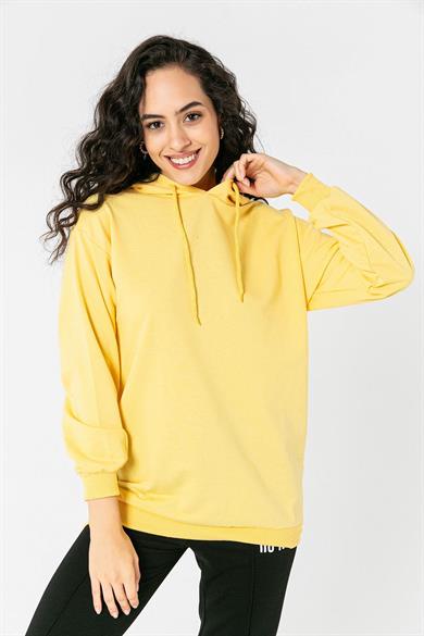 Kadın Kapüşonlu İki İplik Sweatshirt