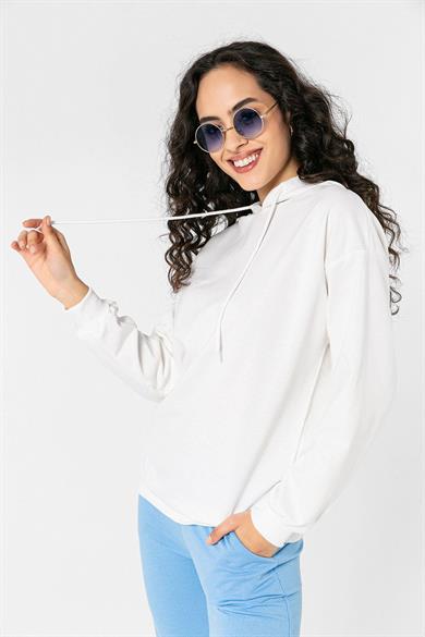 Kadın Kapüşonlu İki İplik Sweatshirt