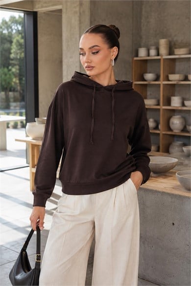 Kadın Kapüşonlu Modal Sweatshirt 265190 -
