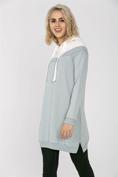 Kadın Kapüşonlu Uzun Sweatshirt