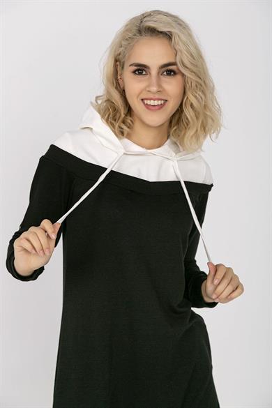 Kadın Kapüşonlu Uzun Sweatshirt