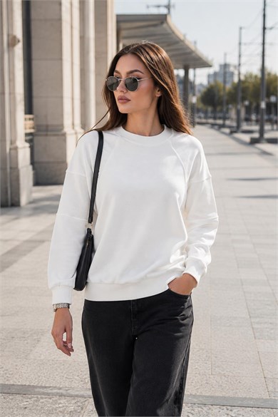 Kadın Kaşkorse Garnili Şardonsuz Üç İplik Sweatshirt 265096 -