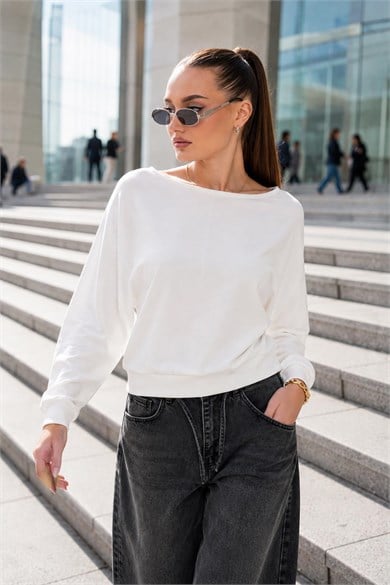 Kadın Kayık Yaka Modal Sweatshirt 265188 -