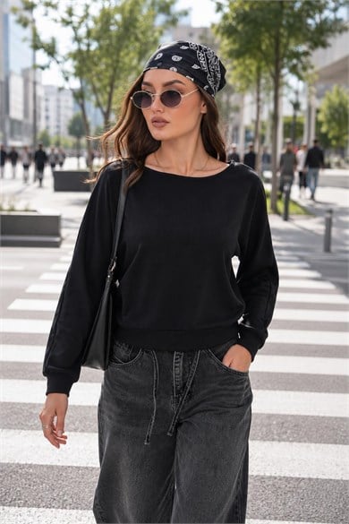 Kadın Kayık Yaka Modal Sweatshirt 265188 -