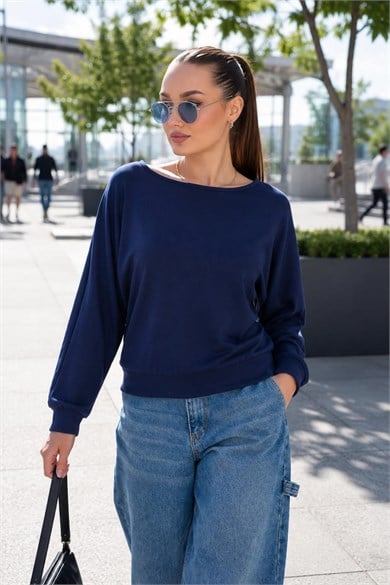 Kadın Kayık Yaka Modal Sweatshirt 265188 -