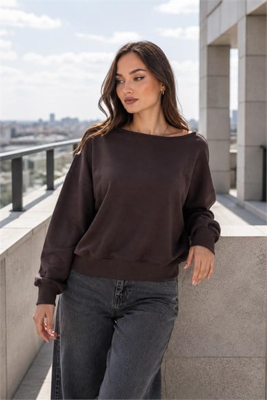 Kadın Kayık Yaka Modal Sweatshirt 265188 -
