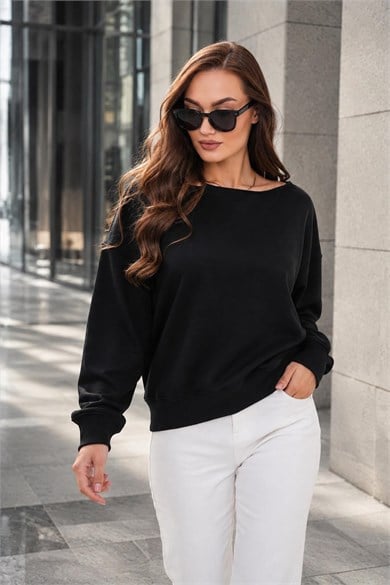 Kadın Kayık Yaka Sweatshirt 265115 -