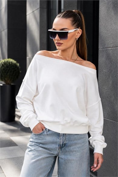 Kadın Kayık Yaka Sweatshirt 265115 -