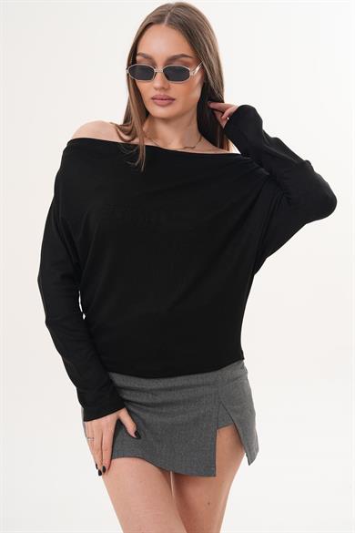 Kadın Kayık Yaka Yarasa Kol Bluz 260277 -