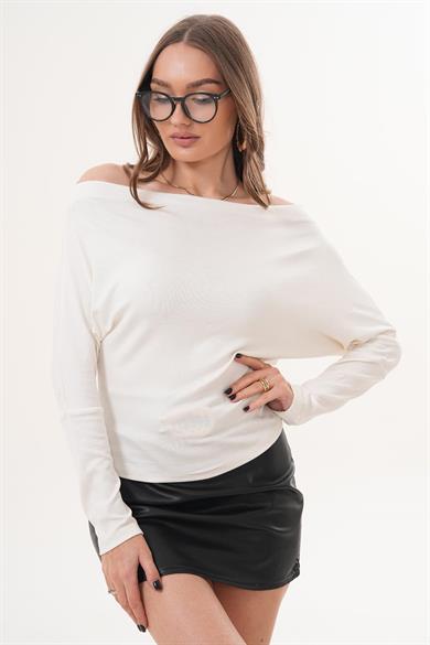 Kadın Kayık Yaka Yarasa Kol Bluz 260277 -