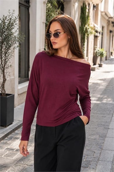 Kadın Kayık Yaka Yarasa Kol Bluz 265074 -