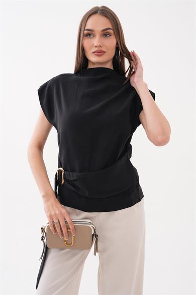 Kadın Kemer Detaylı Kolsuz Bluz 260497 -