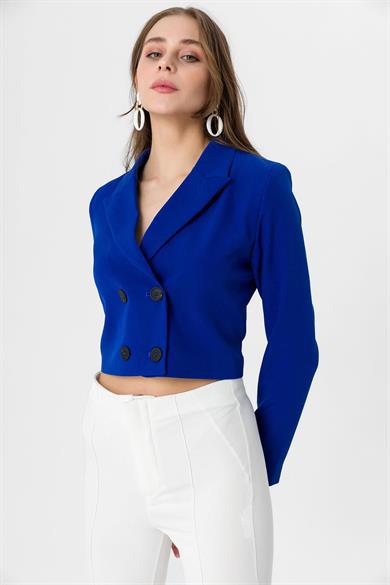 Kadın Kısa Düğme Kapamalı Blazer Ceket 250218 - 260314