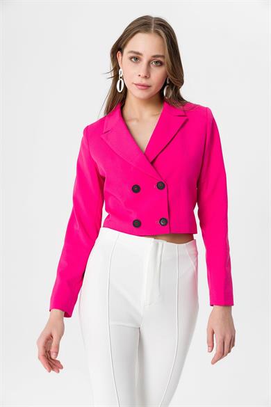 Kadın Kısa Düğme Kapamalı Blazer Ceket 250218 - 260314