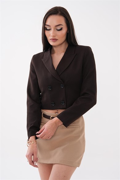Kadın Kısa Düğme Kapamalı Blazer Ceket 250218 - 260314