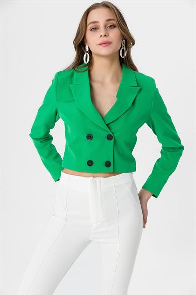Kadın Kısa Düğme Kapamalı Blazer Ceket 250218 - 260314