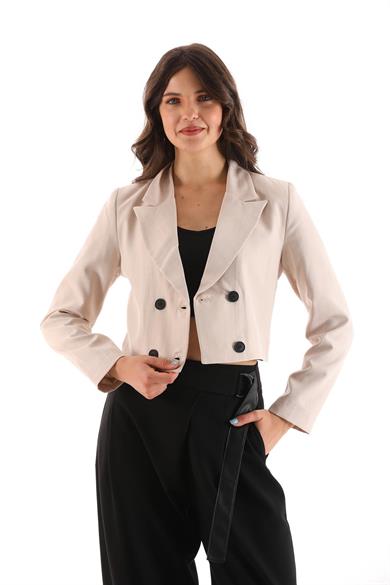 Kadın Kısa Düğme Kapamalı Blazer Ceket 250218 - 260314
