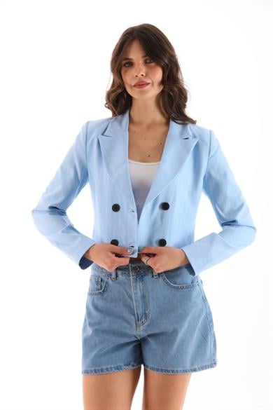 Kadın Kısa Düğme Kapamalı Blazer Ceket 250218 - 260314