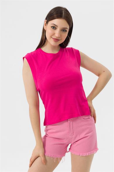 Kadın Kolsuz Bisiklet Yaka Sporcu T-Shirt 250021 -