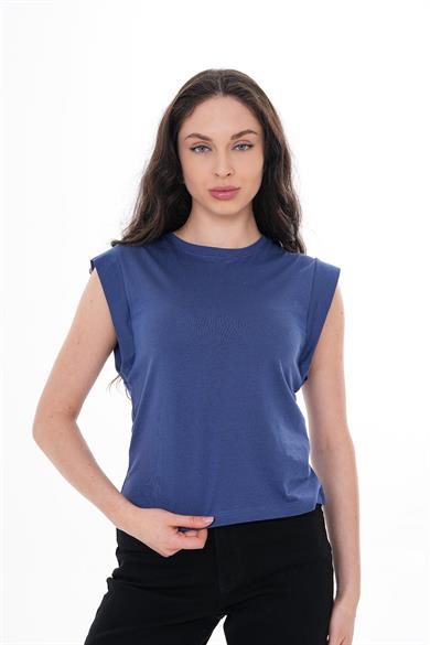 Kadın Kolsuz Bisiklet Yaka Sporcu T-Shirt 250021 -