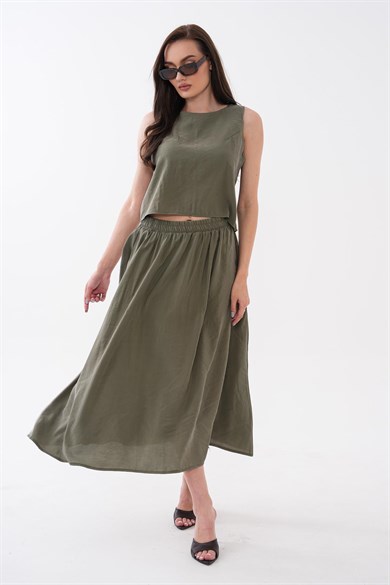 Kadın Kolsuz Bluz Uzun Etekli Takım - 260455