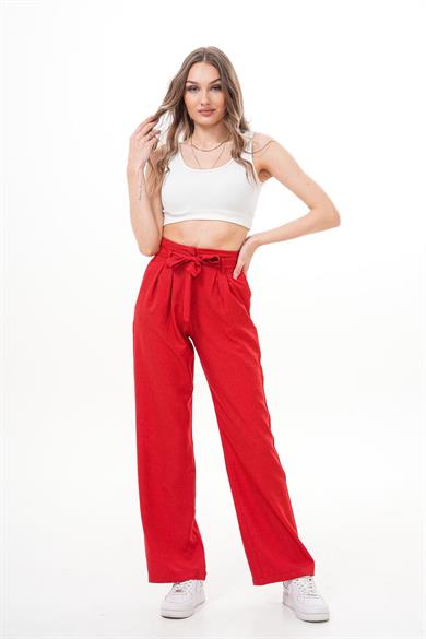 Kadın Kuşak Detaylı Keten Pantolon 250394 -