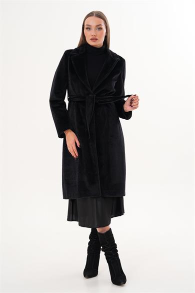 Kadın Kuşaklı Peluş Kaban 255407 -