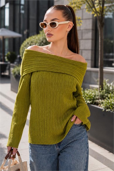 Kadın Madonna Yaka Triko Örme Kazak 265013 -