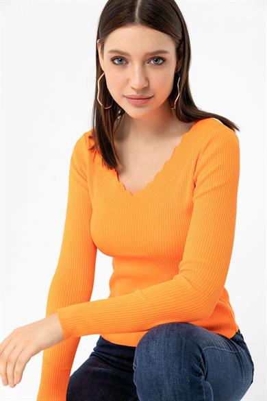 Kadın Merdiven Yaka Triko Kazak 245008 -