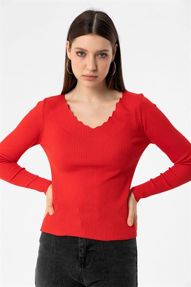 Kadın Merdiven Yaka Triko Kazak 245008 -
